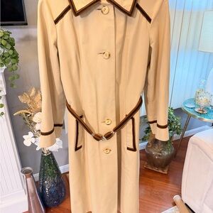 Beige Trench Coat with Brown Accents